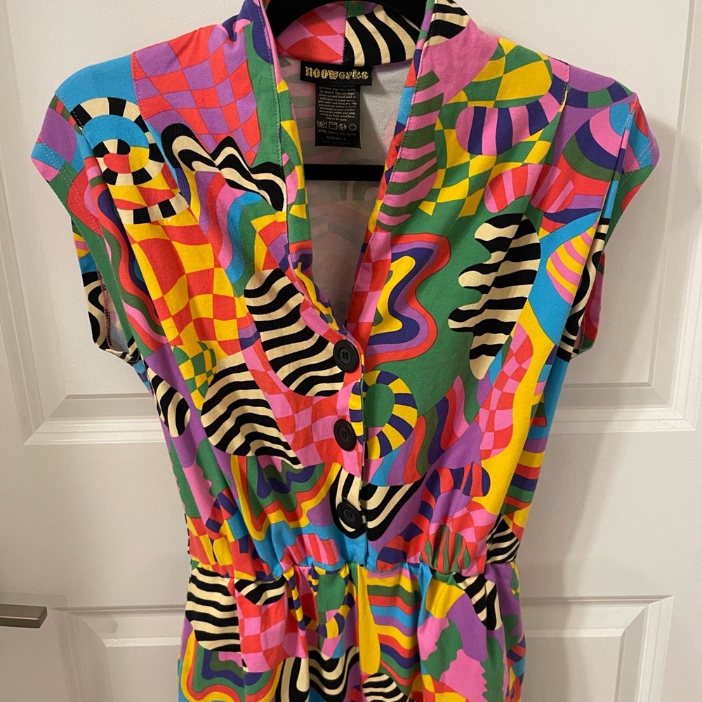 NOOWORKS Colorful Geometric Button-Up Jumpsuit
